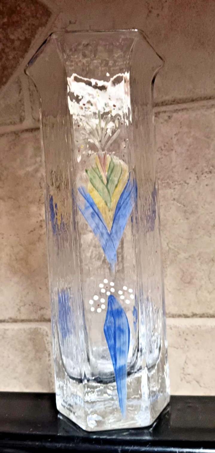 Rune Strand Vintage Swedish signed, hand painted vase. Signed R. Sal.