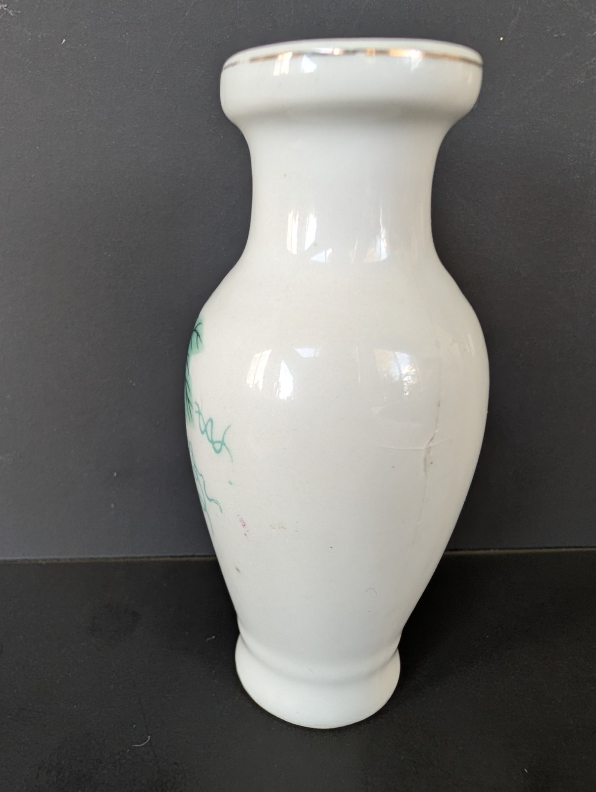White Green Pink Ceramic Vase Grapes Pattern Glossy Finish Decorative China 4″