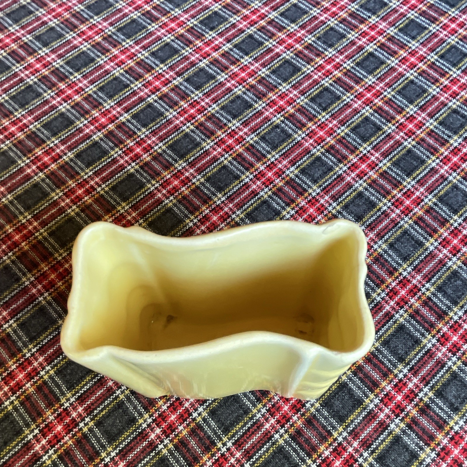 Cream Ceramic Rectangular Planter Glossy Solid Art Pottery Mid 20th Century