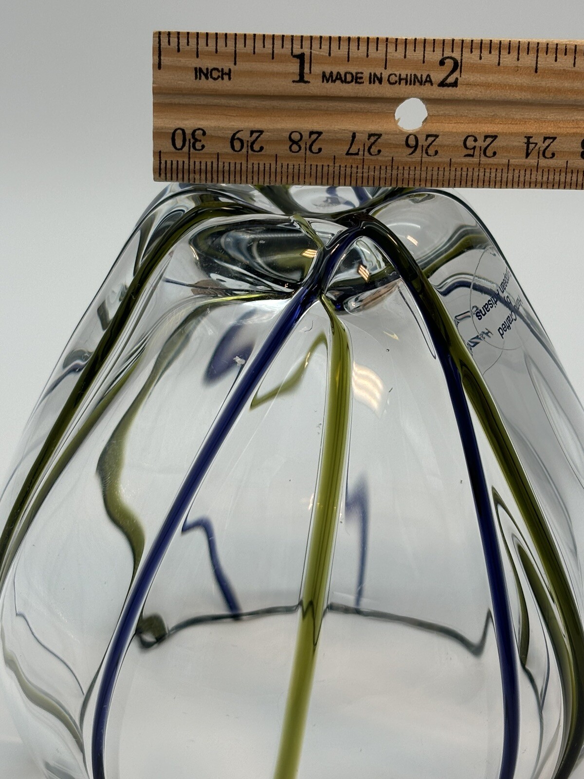 Royal Limited Crystal Vase Green Blue Threading Hand Crafted Mouth Blown Poland