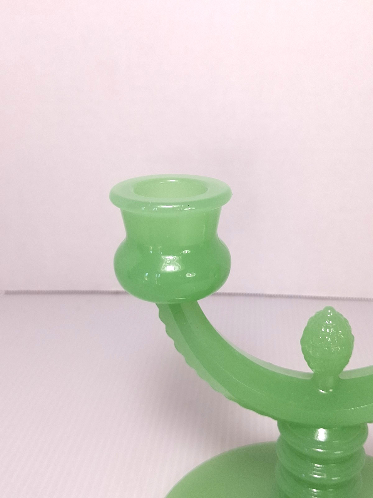 Rare Fenton Jadeite Double Candle Holder Candelabra 5.75″ H 5.25″ W