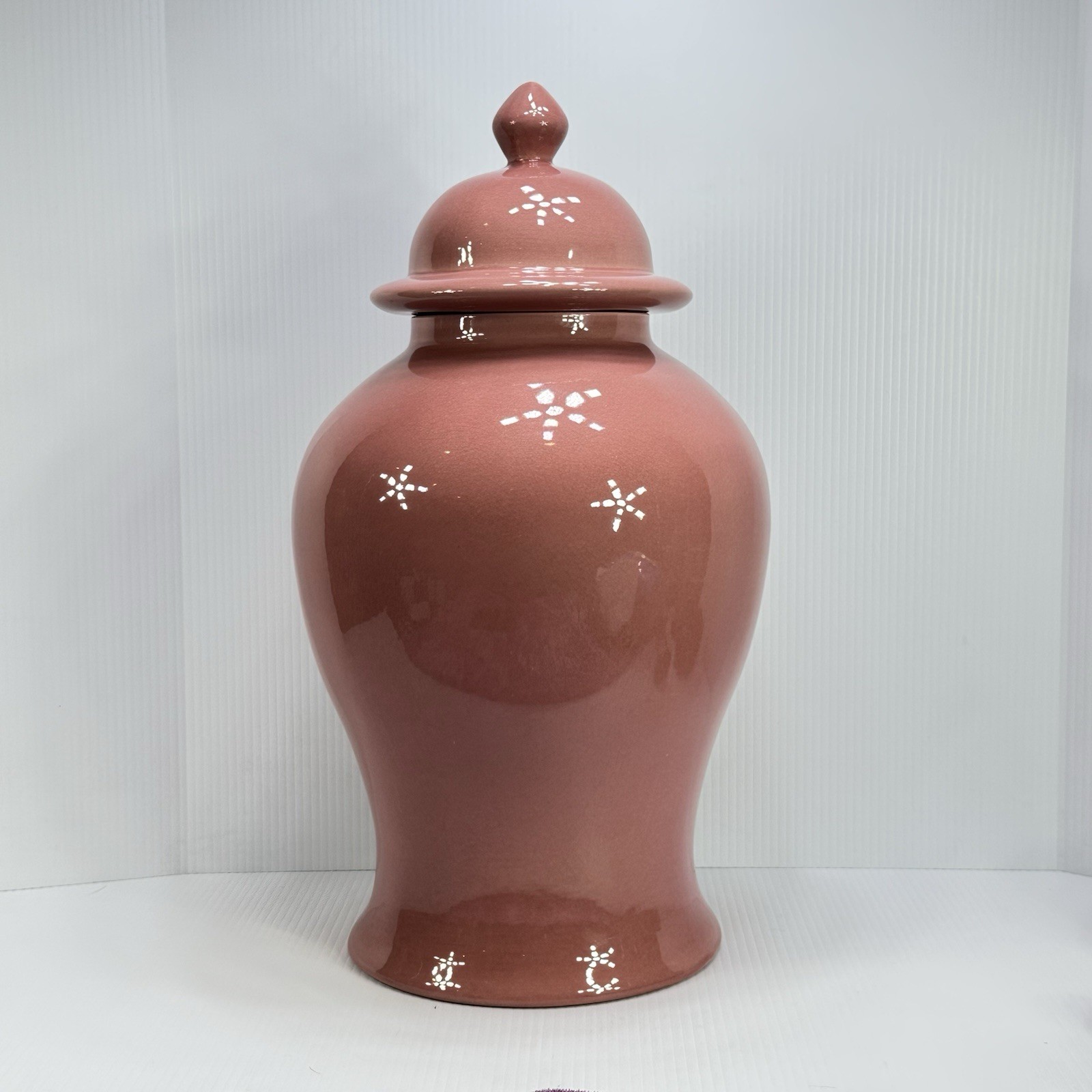Vintage Large New Horizon by Hallmark Pink Pottery Vase Ginger Jar Made In USA