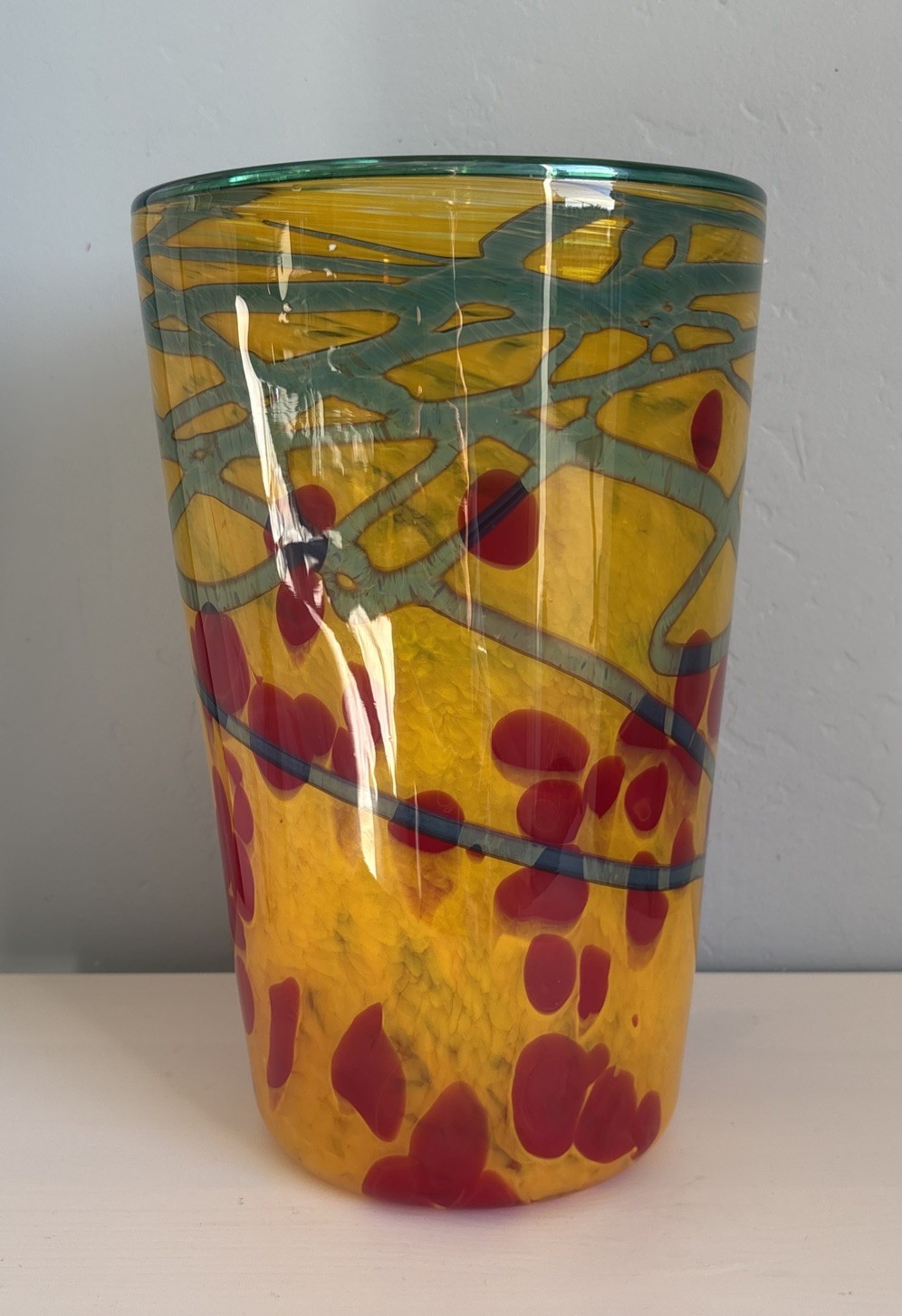James Stone – Stone and Glass Hand Blown 11.5” Vase Large – Artist Signed #2433