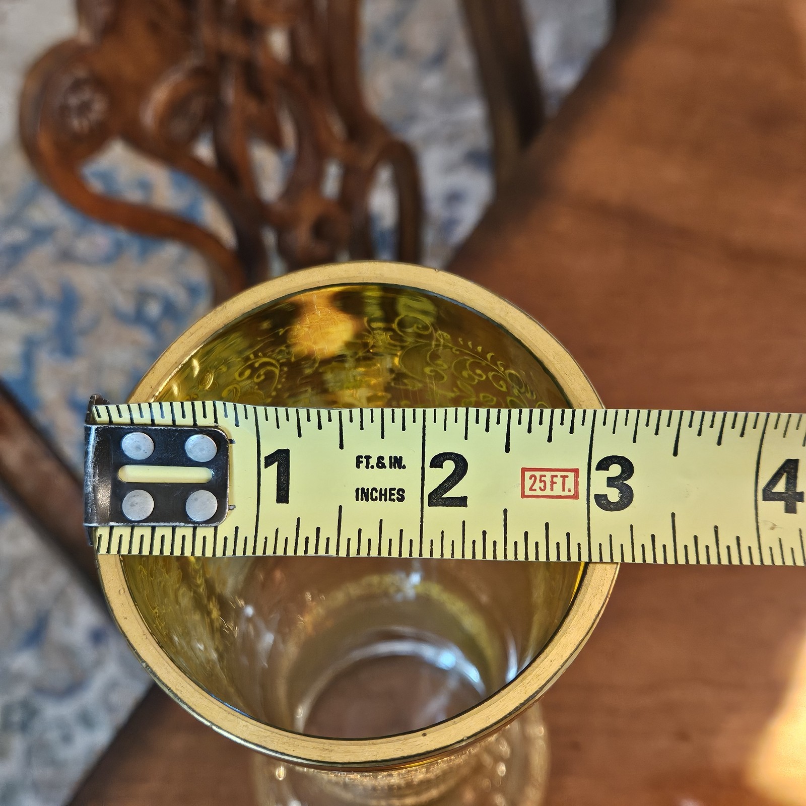 Moser Chartreuse To Clear Gold Enameled Jeweled Vase Flared Base