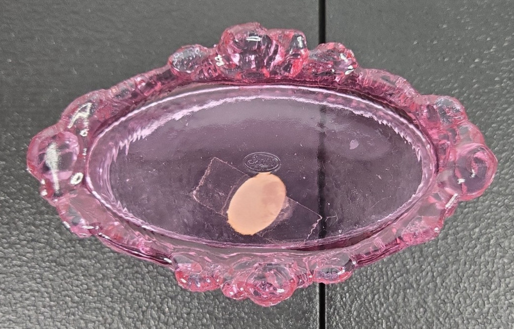 Vintage Fenton Soft Pink Cabbage Rose Footed Trinket Box