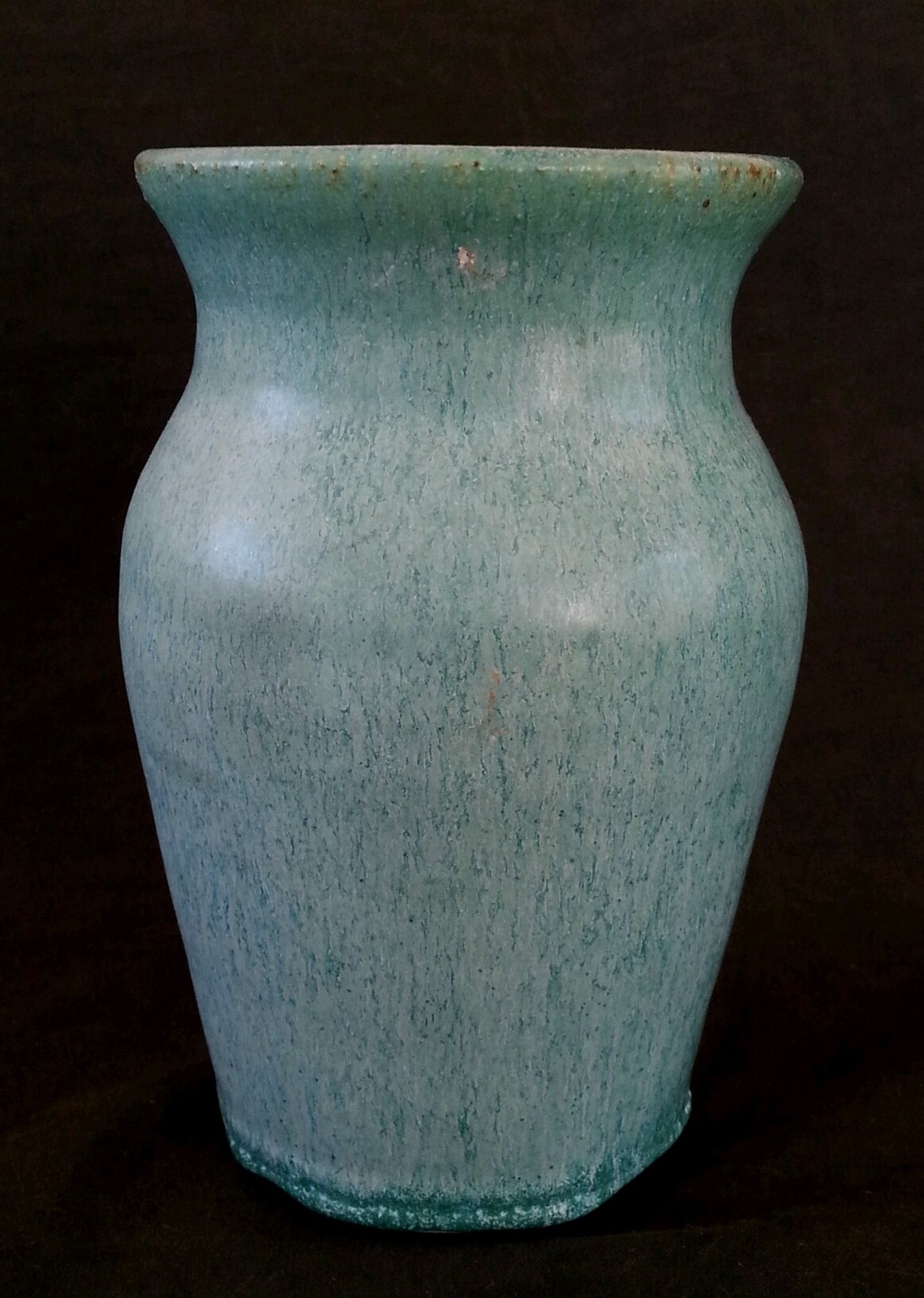Vintage Haas art pottery turquoise stoneware vase 6.75 inches