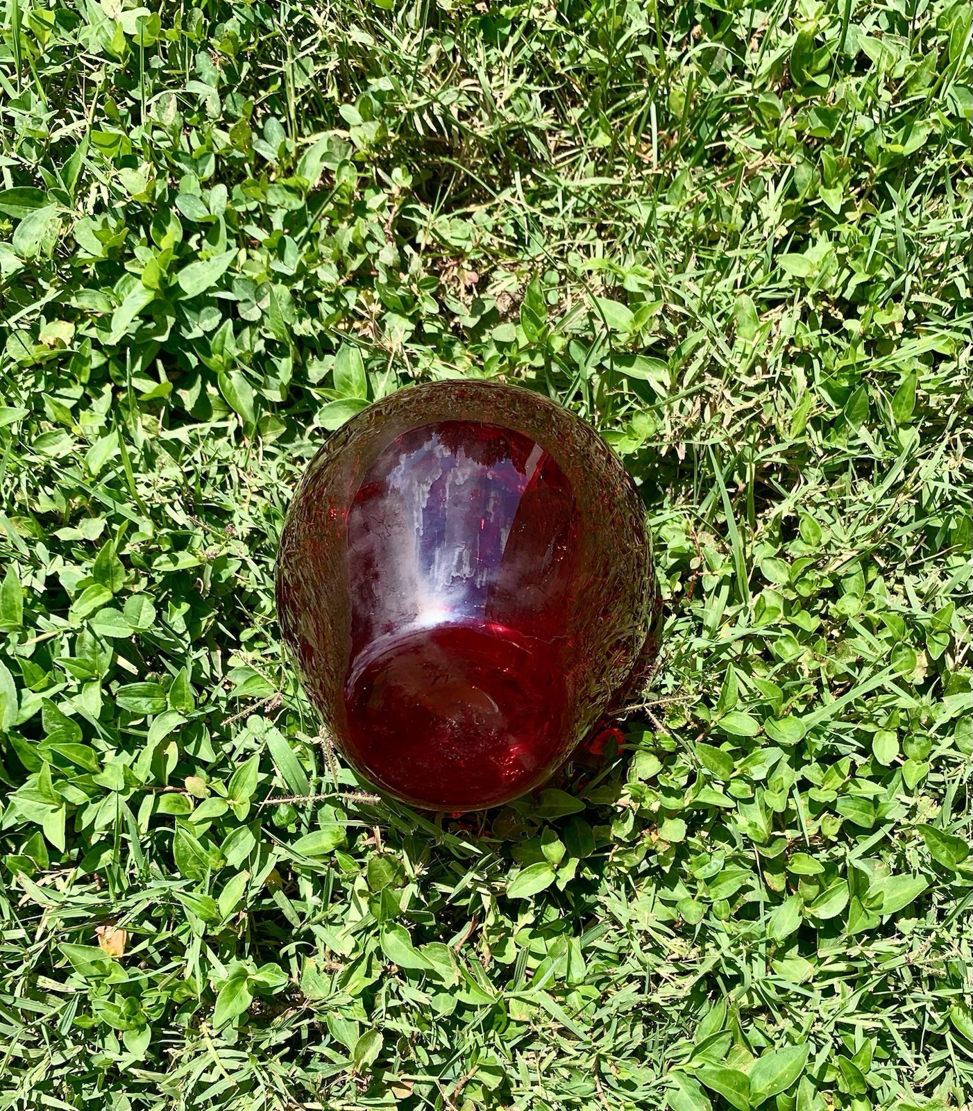 Vintage Viking Glass Green Stem Red Apple 7” Paperweight MCM