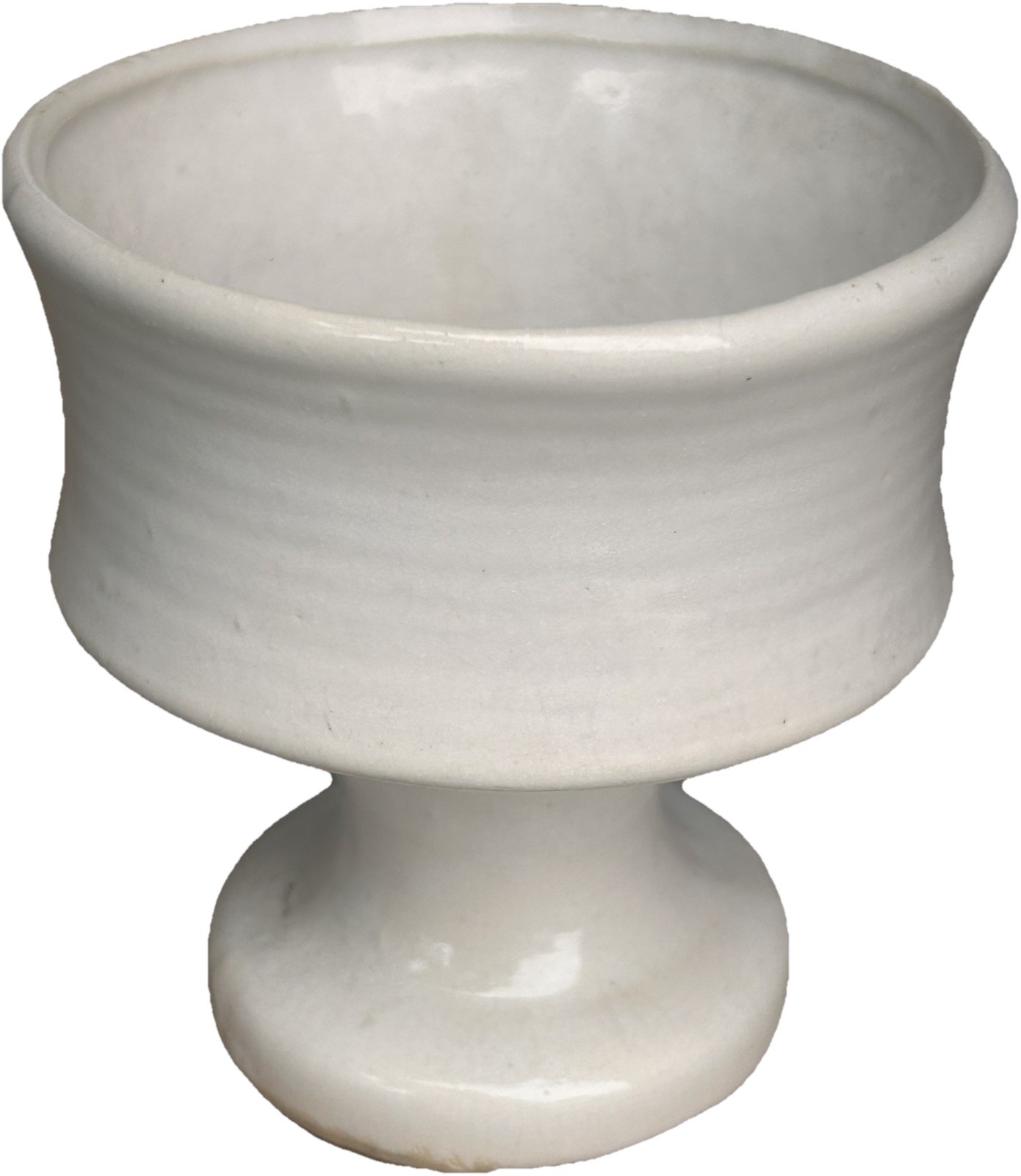 Vintage MCM White Round Pedestal Planter/ Vase Mid Century Pottery 6.5” Tall