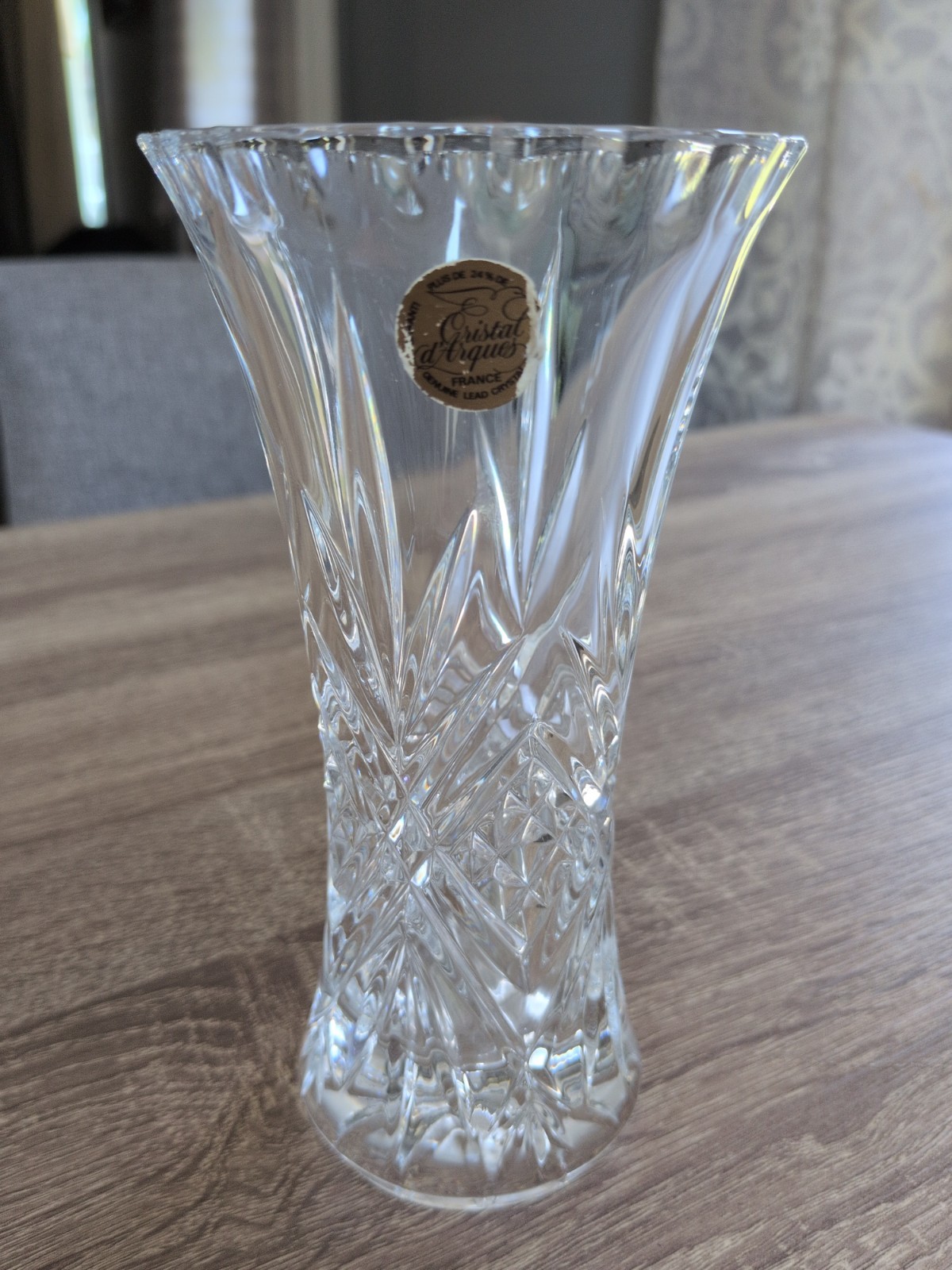 Vintage Cristal d’Arques Masquerade Lead Crystal Flower Vase 7″