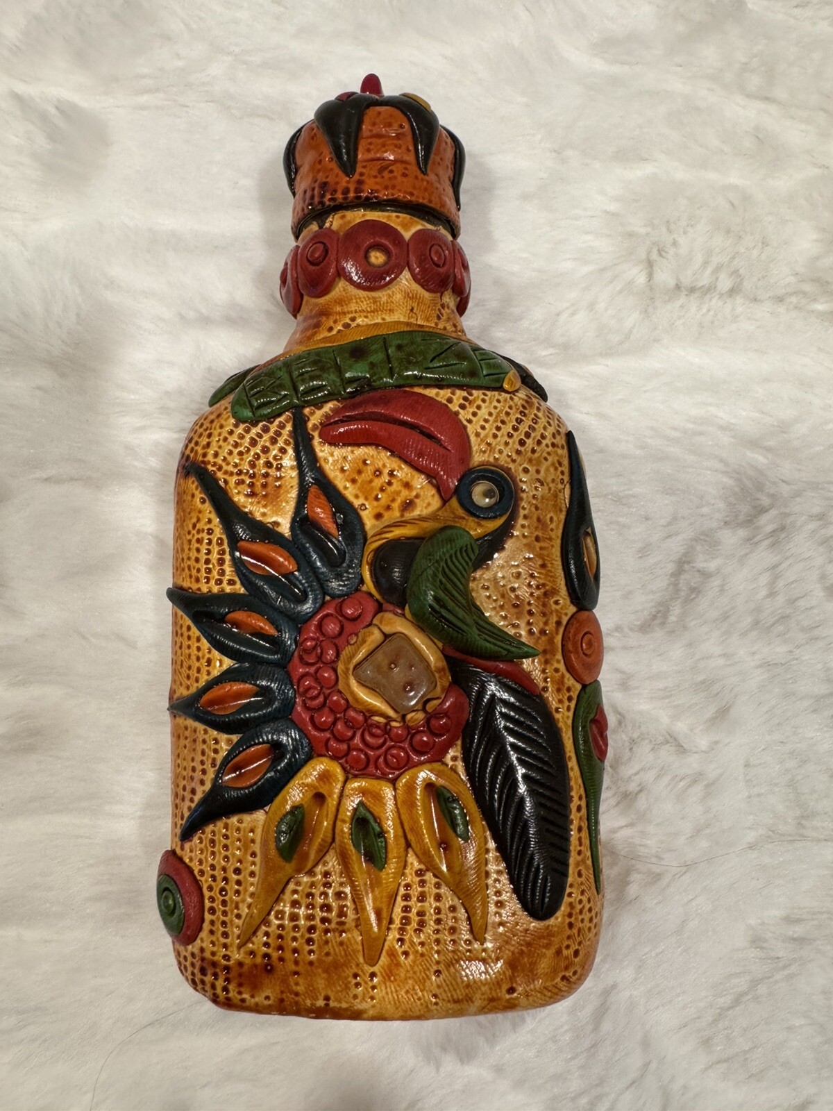 Handmade Decorative Glass Bottle Polymer Clay With Polished Stones – Guatemala