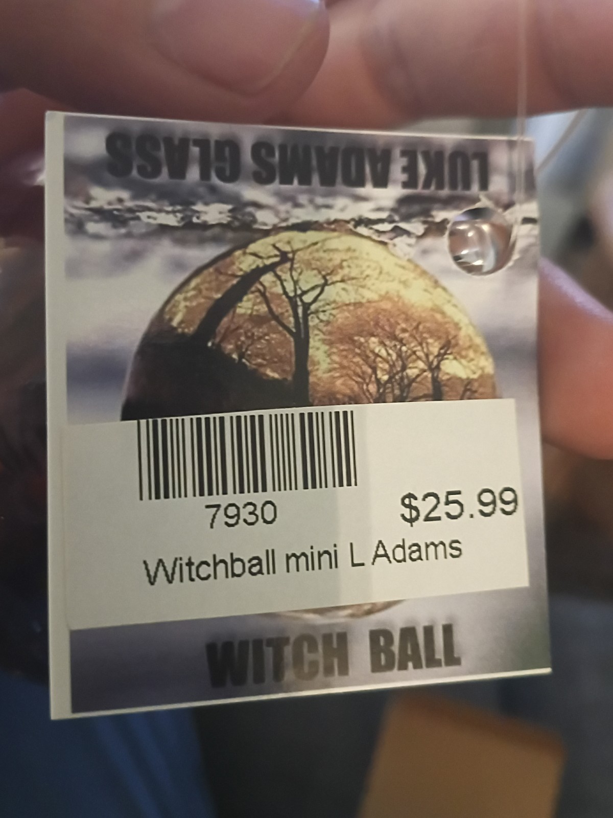 NIB Luke Adam Studio Art Glass 4″ Witch Ball Ornament Witches Orb “PEACOCK”