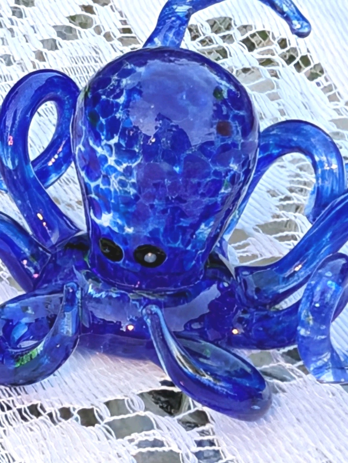 Miniature Art Glass Octopus Purple Hand Blown Figurine Delicate
