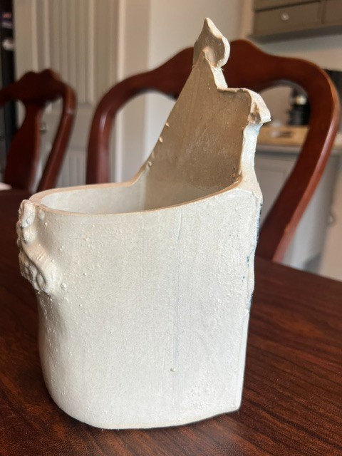 VINTAGE Jon Carlos Lopez Victorian House Planter Vase Pottery slab ceramic