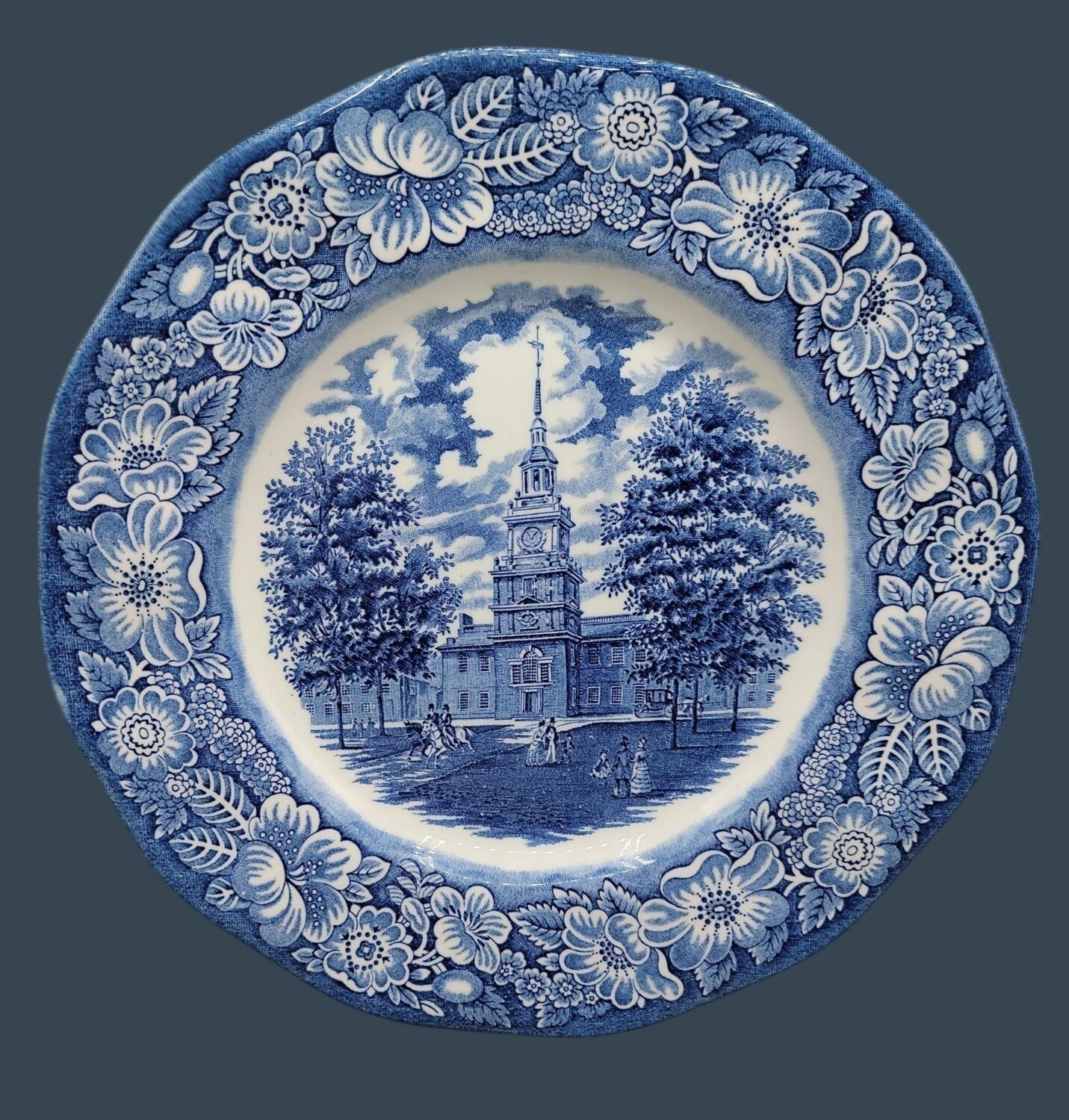 Liberty Blue Independence Hall Staffordshire Ironstone England Dinner Plate 10″