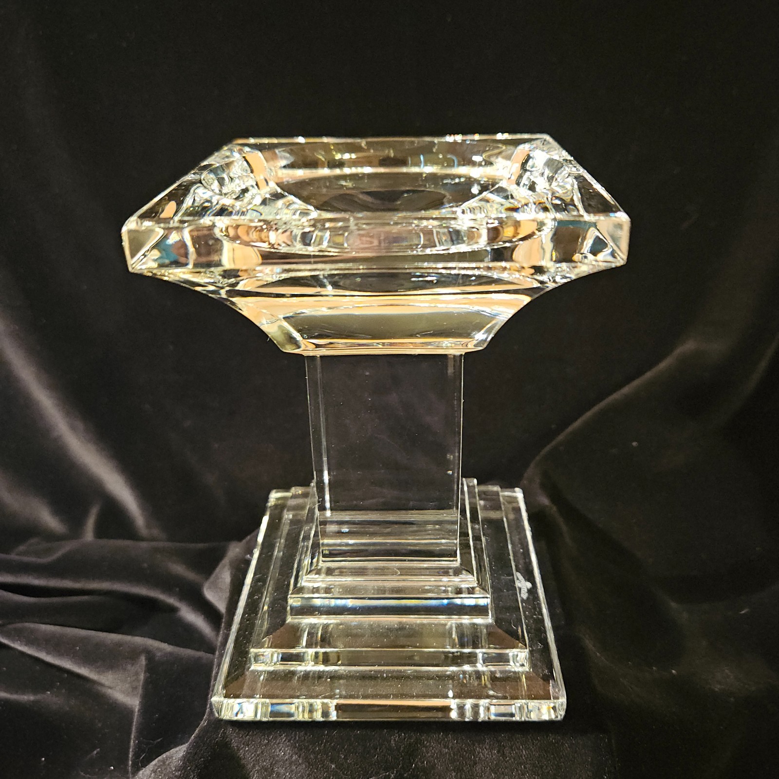 Waterford Crystal Metropolitan Candle Holder 5 3/8″ Art Deco Stepped Base Irelan