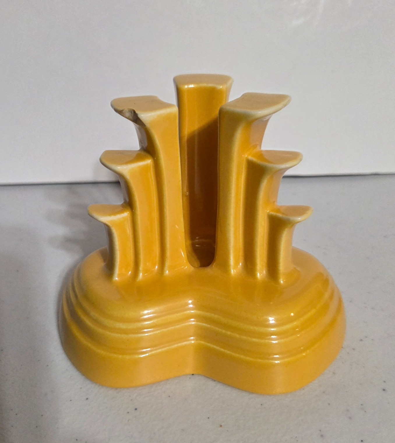Vintage FiestaWare Yellow Pyramid Tripod Fiesta Candle Stick Holder