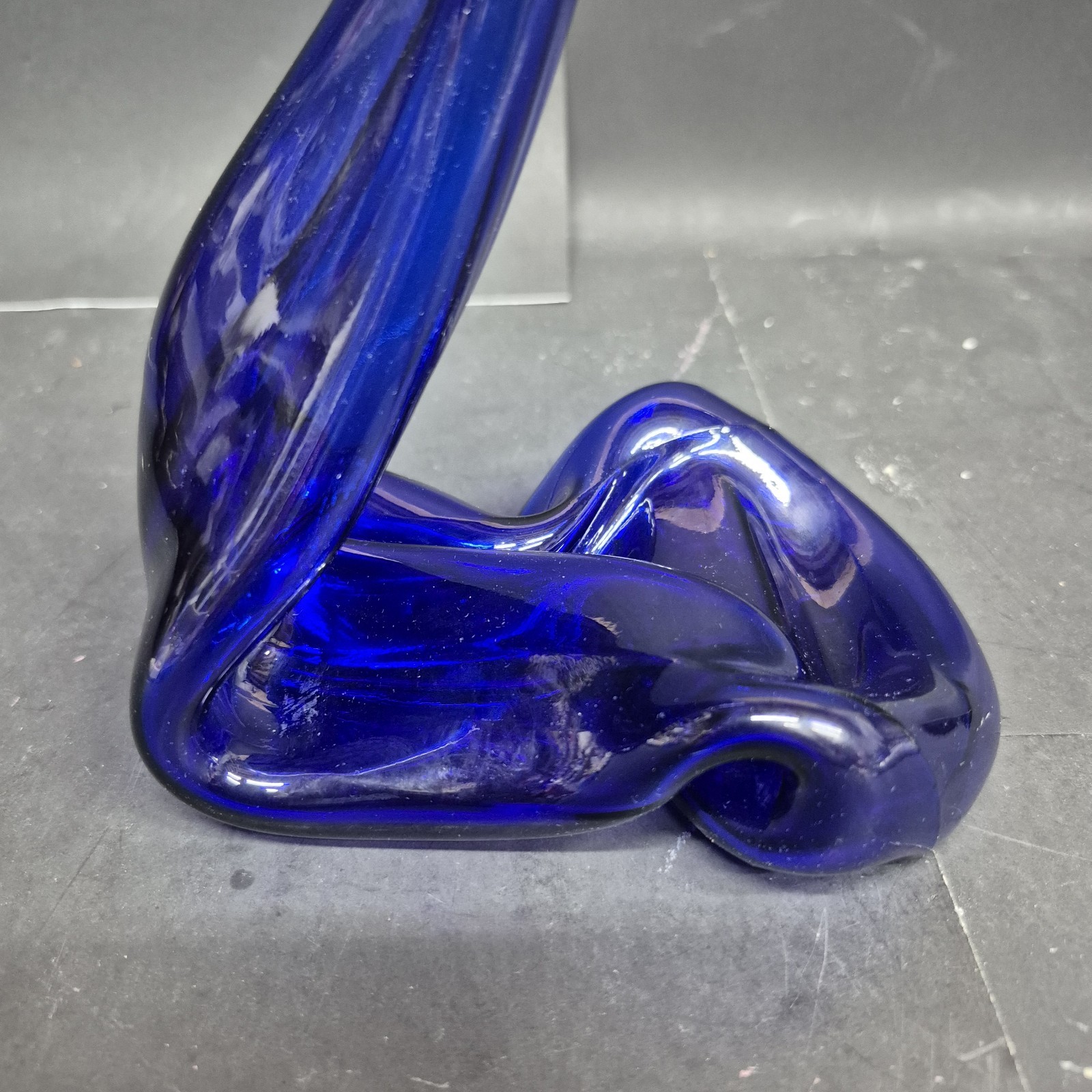 Vintage Hand Blown Cobalt Blue Phillips Milk Magnesia Bottle Art Glass Bud Vase