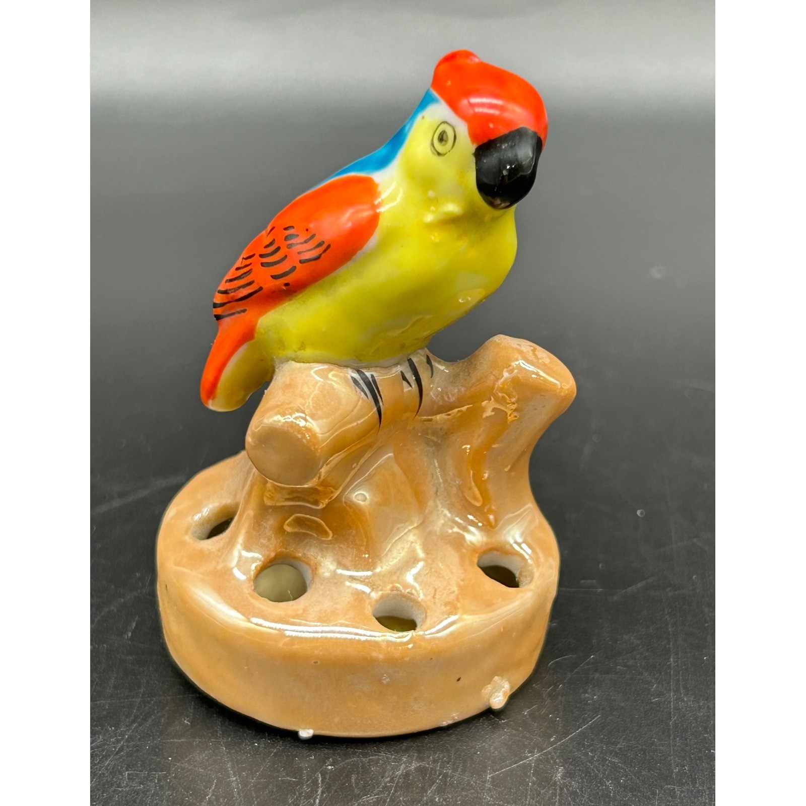 Vtg Lusterware Bird Flower Frog Set Japan Pelican Parrot Ceramic Figurines