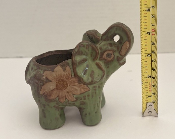 Small Studio Art Pottery Lucky Elephant Trunk Up Ceramic Planter 5” SALE!