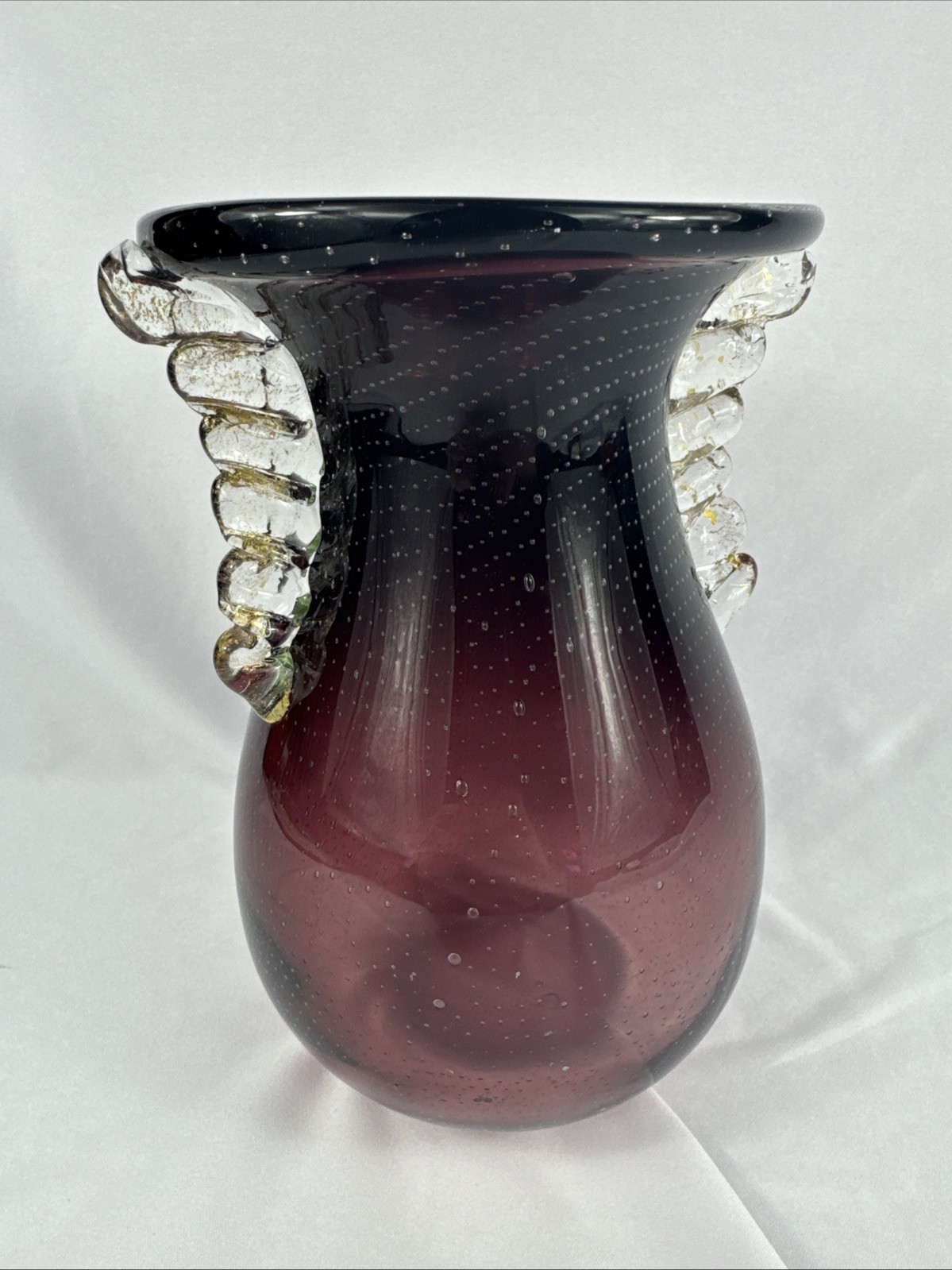 Ercole Barovier Murano Bubble Inclusion Vase Italian Martinuzzi Style
