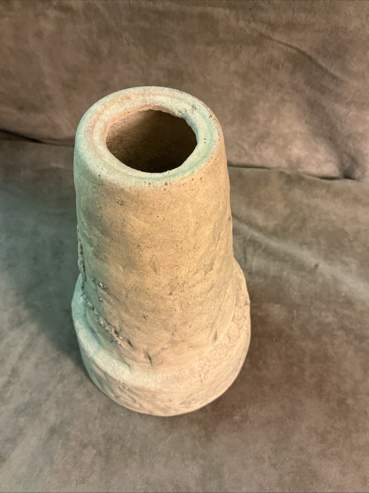 Antique BURLEY Clay Hand Aged Fern Pedestal/Stand Zanesville Ohio Art Pottery