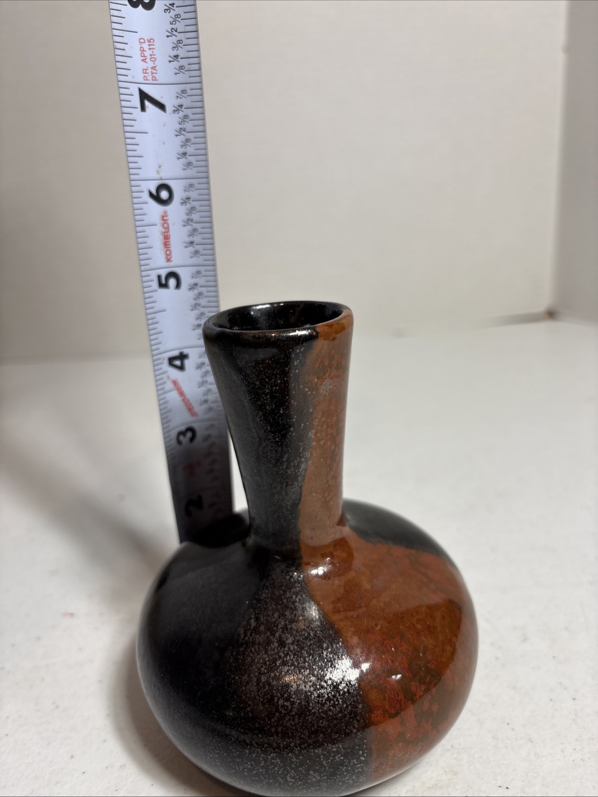 Artisans Black Brown Ceramic Vase 5″ x 4.Decorative Pottery Glossy Finish