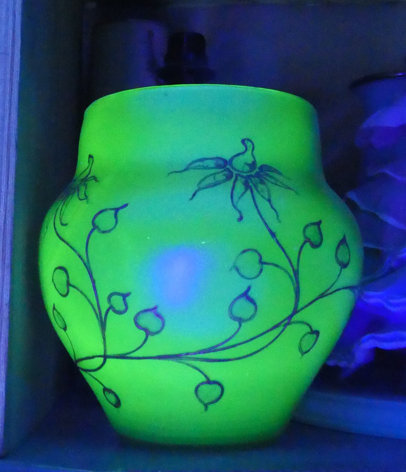 Art Nouveau Uranium Glass Vase, Eleonorenheim, c. 1900–1919, Bohemia