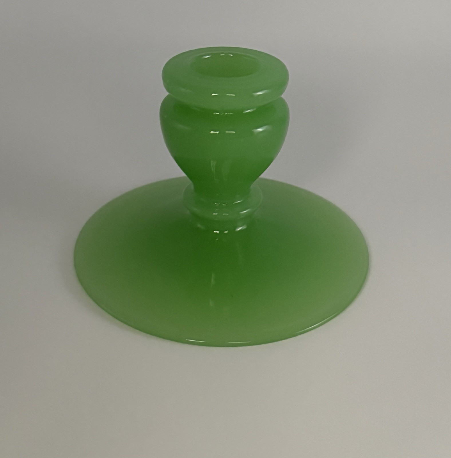 Vintage Green Jade JADITE Glass Opaque Candlestick Holder Candlestick