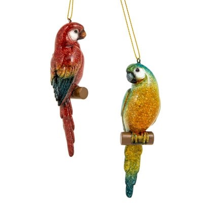 Macaw Hanging Ornament Assorted Colors Set of Two, Christmas Decorations