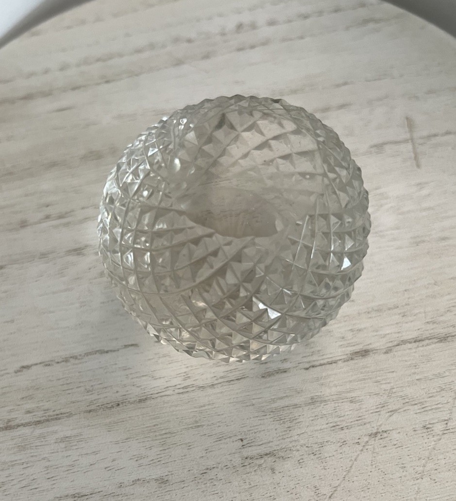 Vintage Cut Crystal Ball Sphere Clear Round Ball Paperweight 3”
