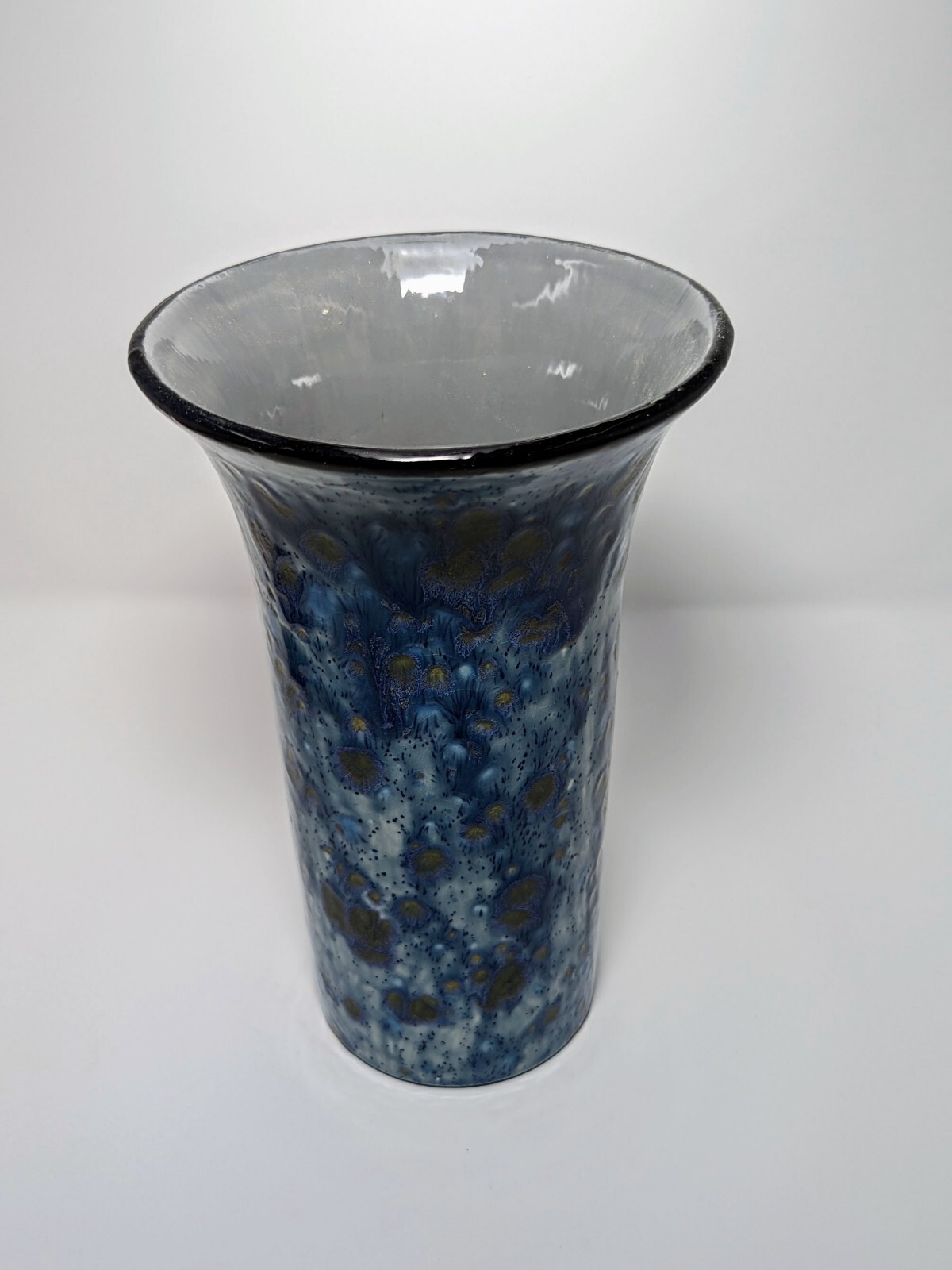 Large 10″ Blue-Green Mid Century Vase “Gorgeous” Marked “DP”