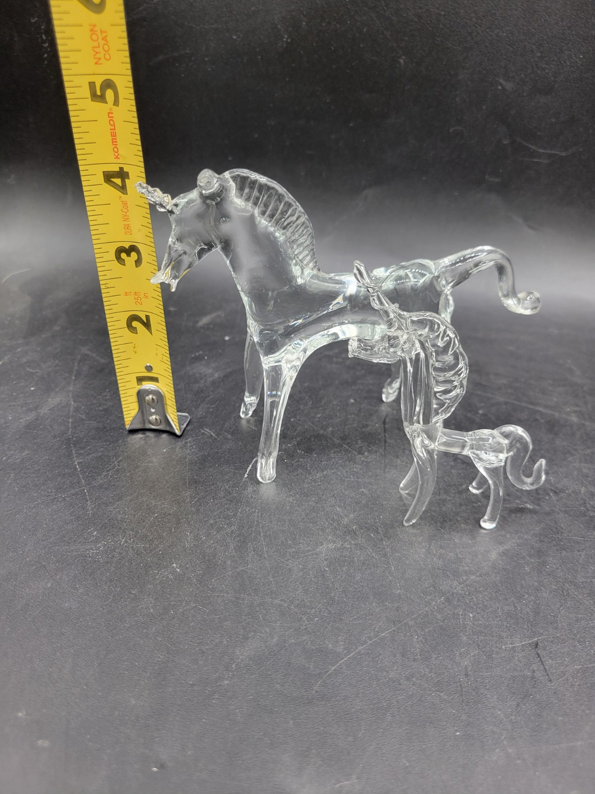 Vintage Pilgrim Art Glass Lampwork Unicorn Mare And Foal Baby Horses Figurines
