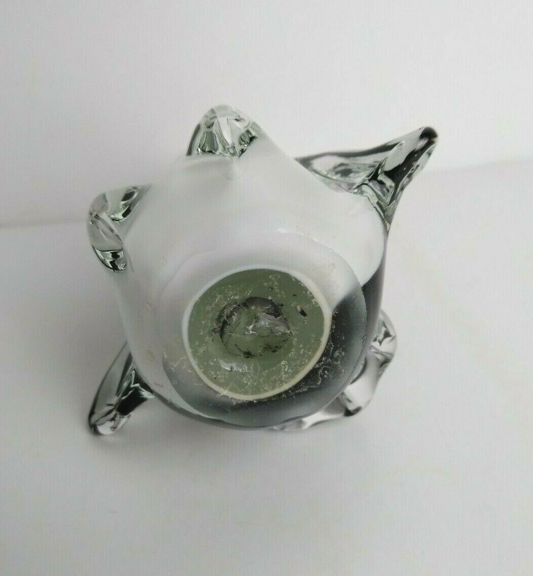Vintage Murano Glass PENGUIN Black White & Clear Glass 5.5″ Tall 4″ wide