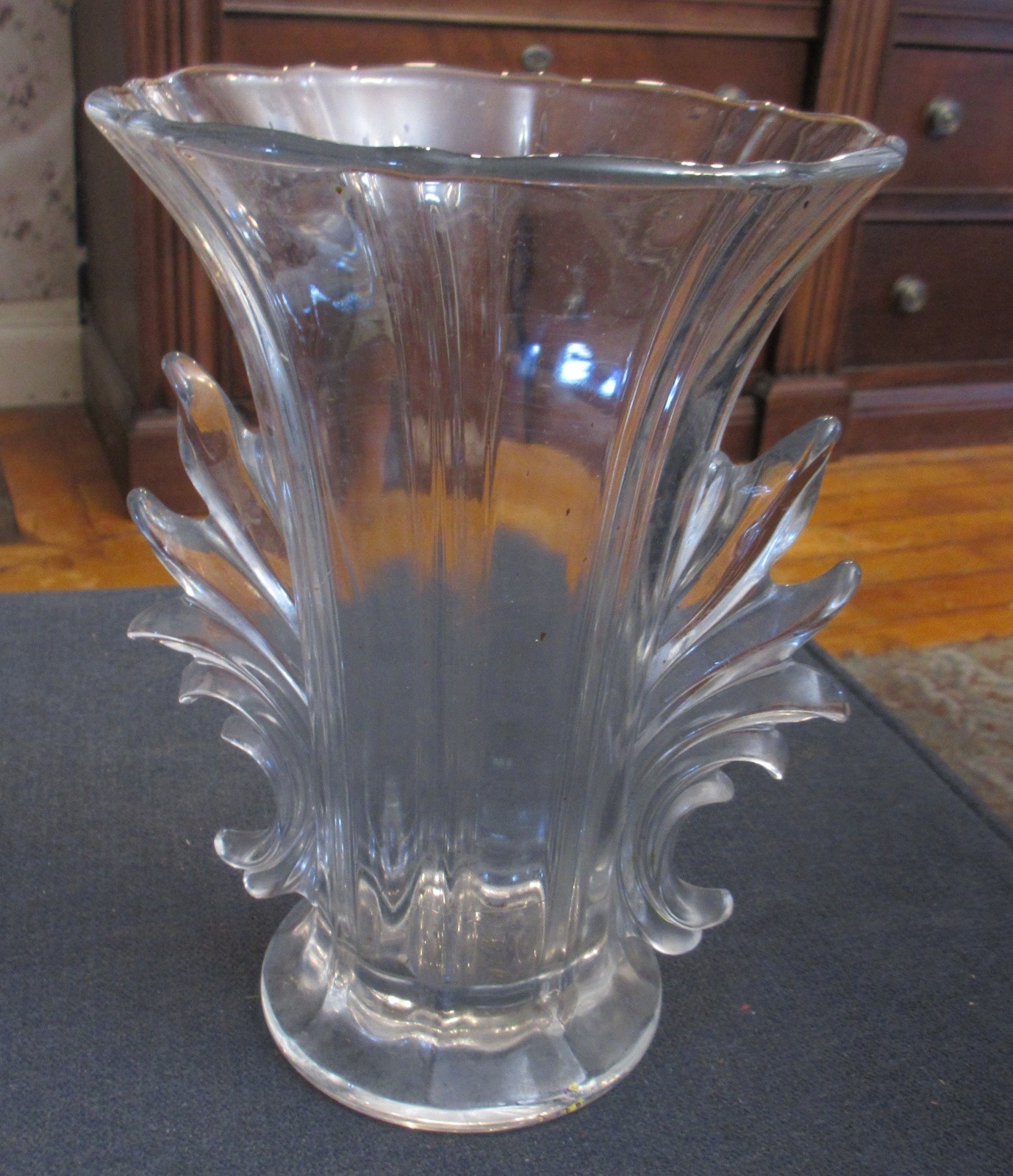 Vintage Fostoria Glass Baroque Flared Clear Flame Vase 7¾” tall