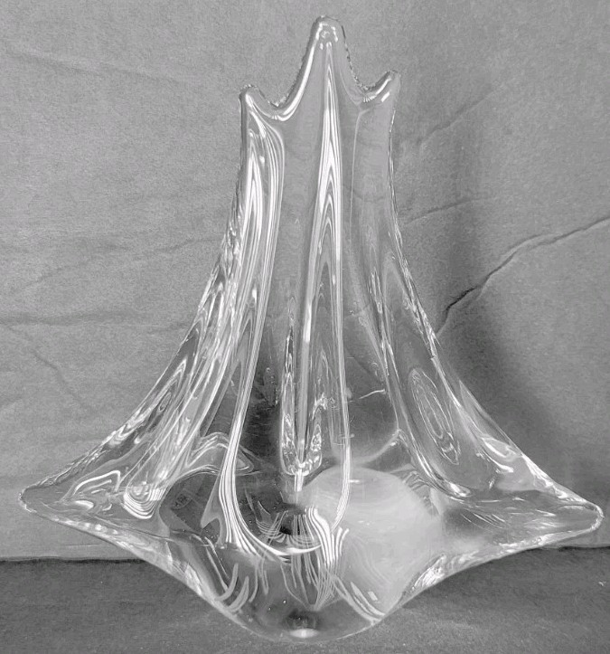 Art Glass Sailboat Nautical Ocean Theme Clear Corcoran Italy Etched 5″