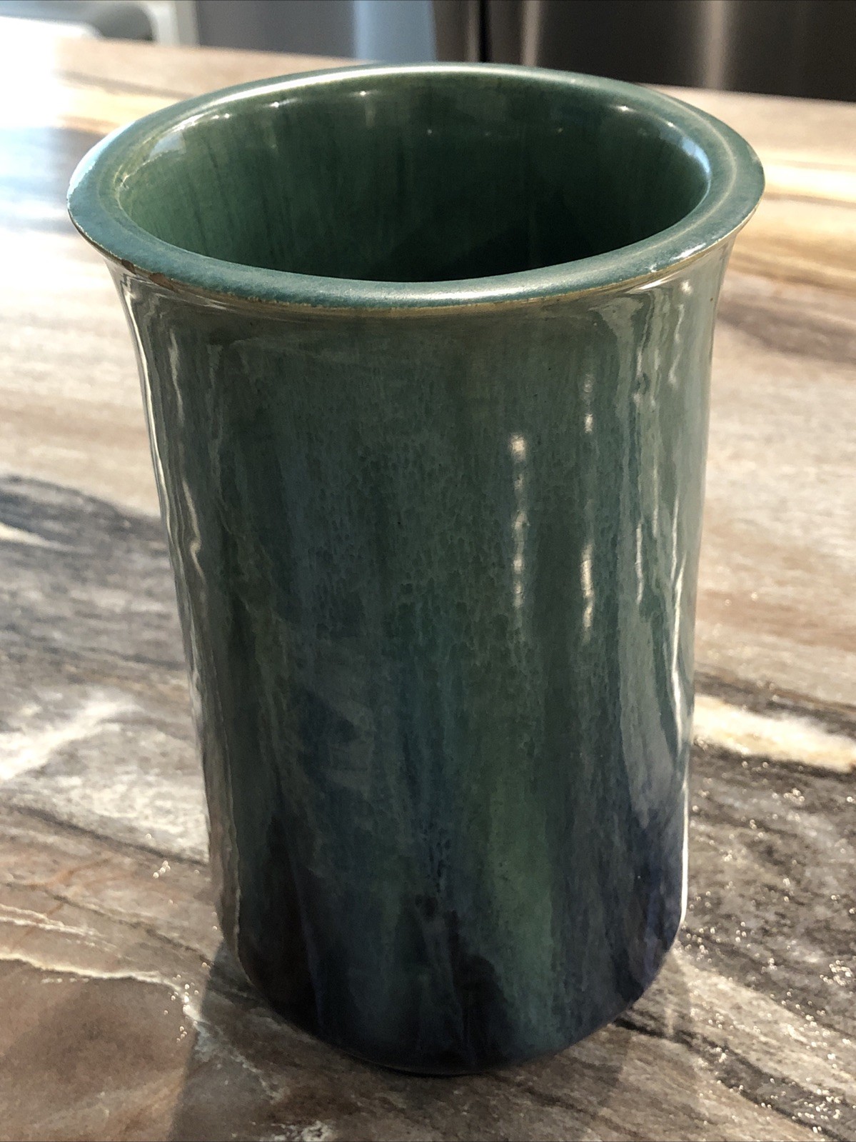 1920-1940 Ohio Arts And Crafts Movement Deco Green Art Pottery Vase 3 Lbs 12 Oz