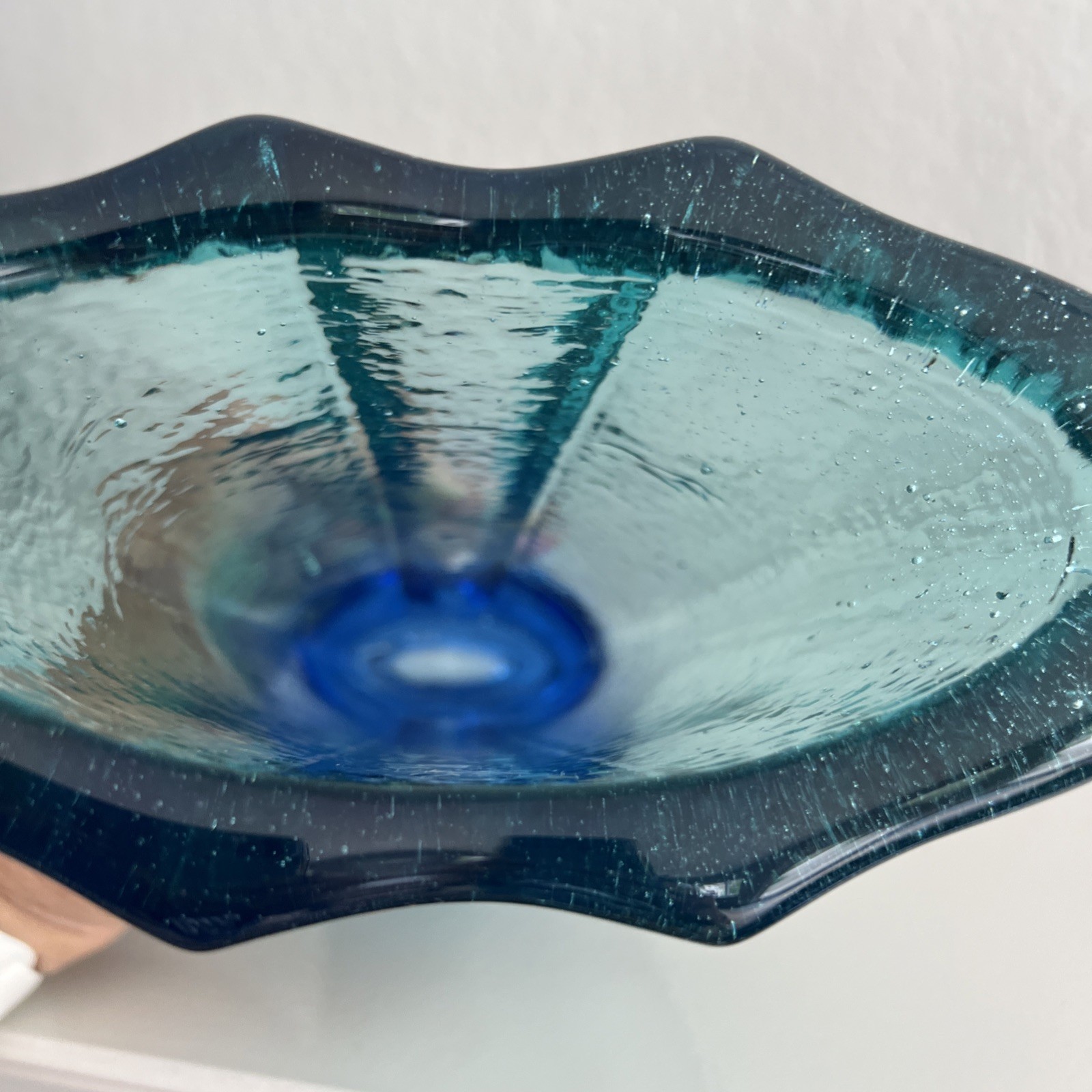Fire & Light Aurora Vase Ombré Aqua And Cobalt Recycled Glass 9.5” Beautiful!