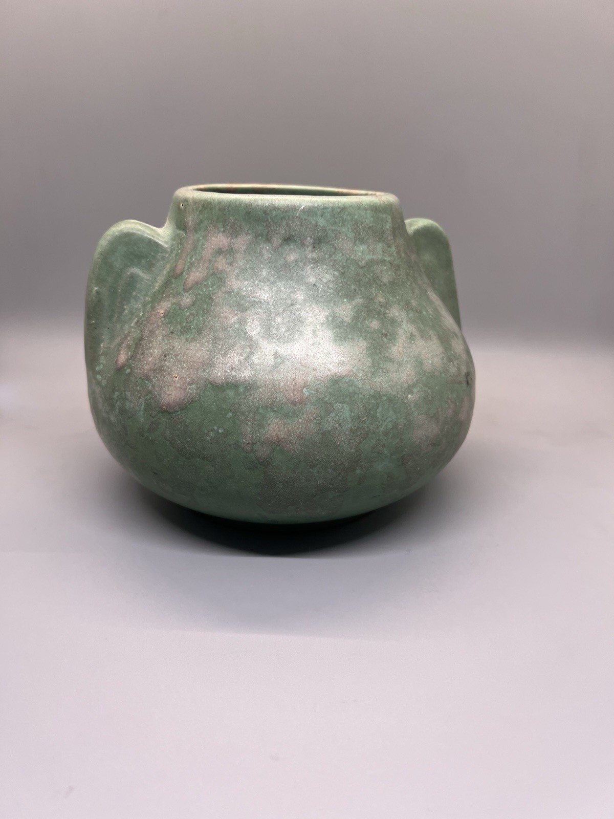 Vintage Brush McCoy Pottery Green Matte New Art Vellum Fawn Vase 1930’s 5″
