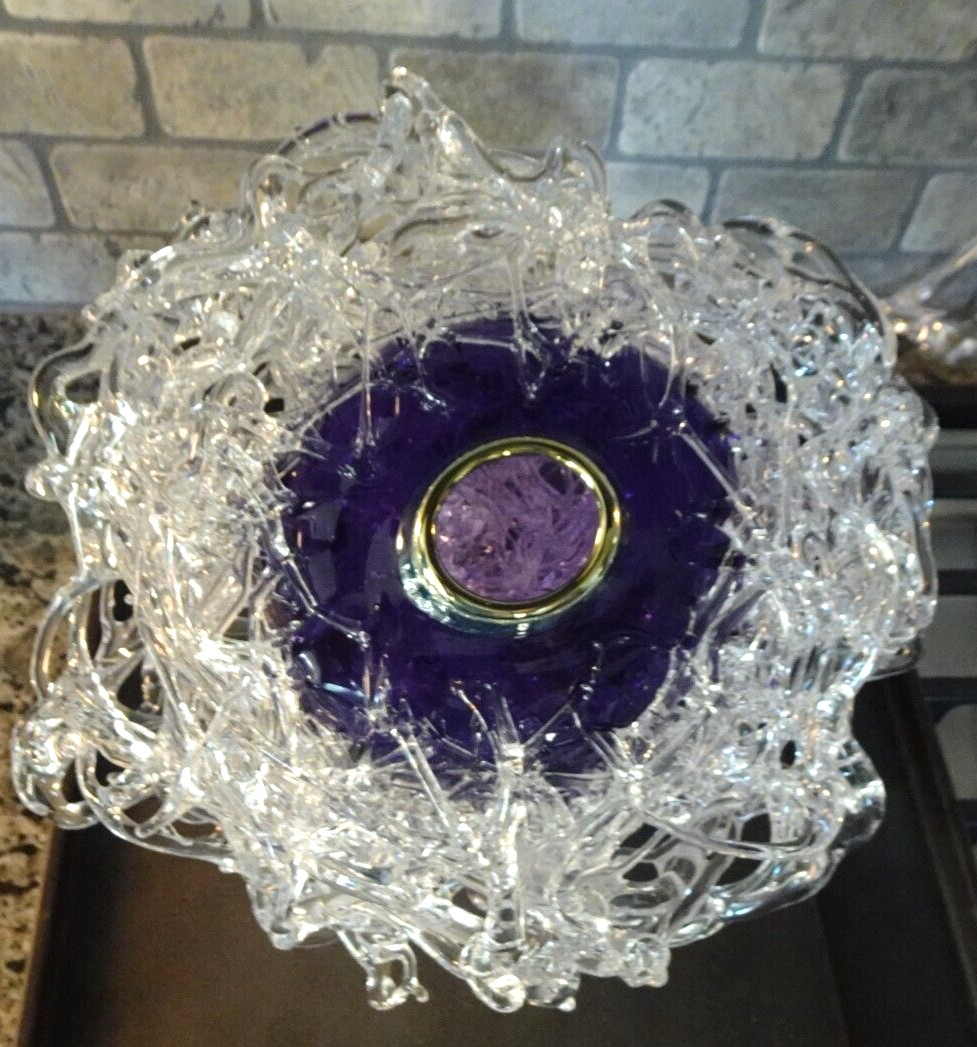 Signed 2004 April Wagner Epiphany Art Glass Threaded Sculpture Vase Pd $1700