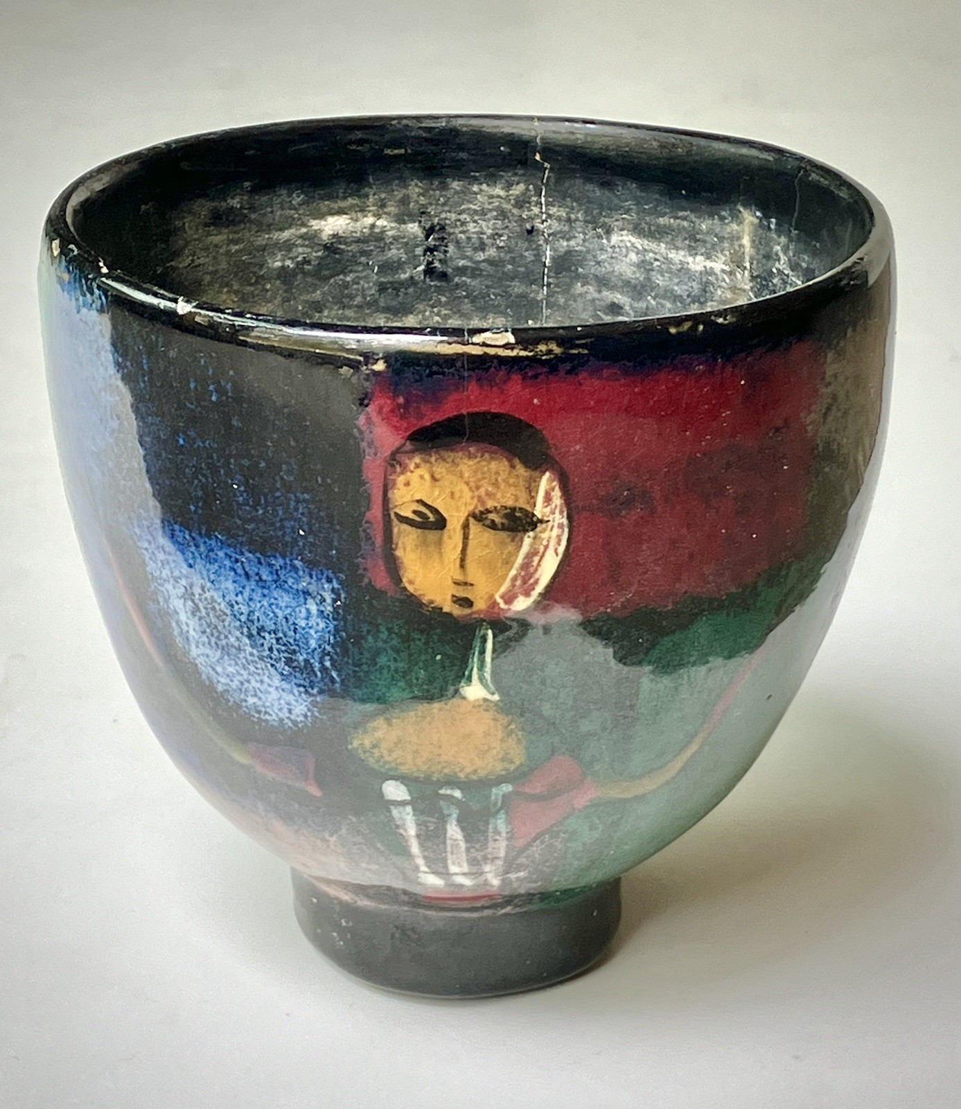 Early Midcentury Polia Pillin 4.25” Pottery Vase Picasso Albuq Period? As Is