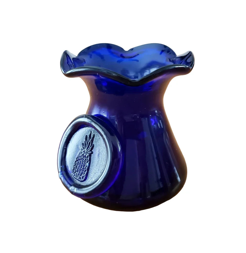 Vintage Hand Blown Cobalt Blue Art Glass Vase Pineapple 3 inch by JW Shelton
