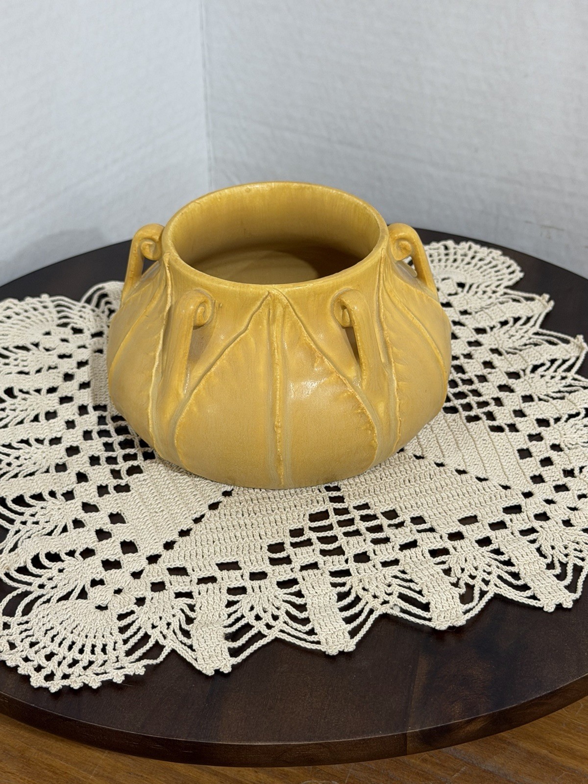 Ephraim Faience 2003 Arts and Crafts Yellow Fiddlehead Vase