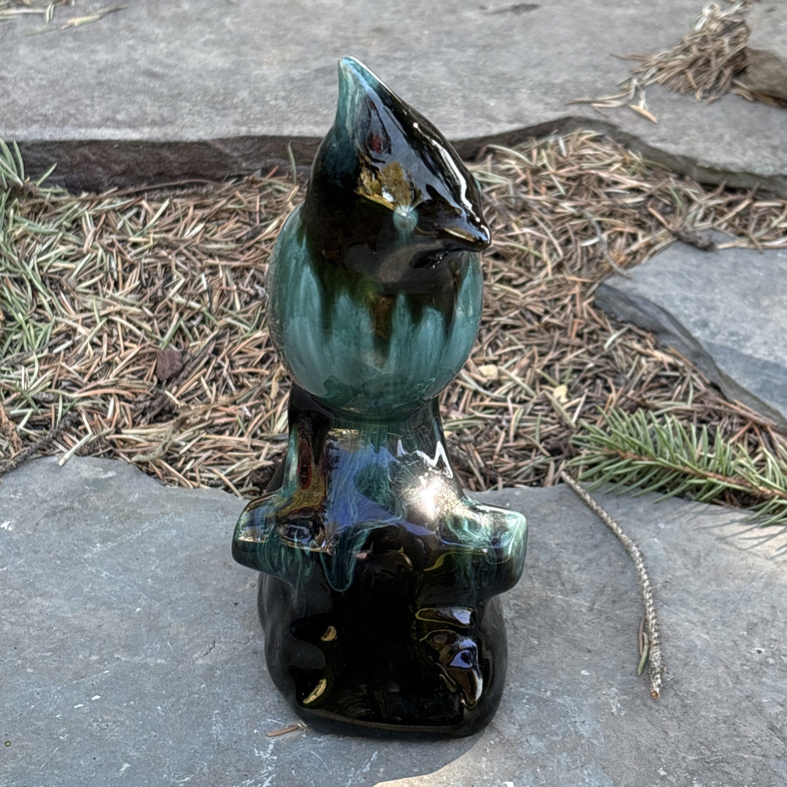 Vtg Blue Mountain Pottery Cardinal Bird Figurine MCM Drip Glazed Ceramic Canada