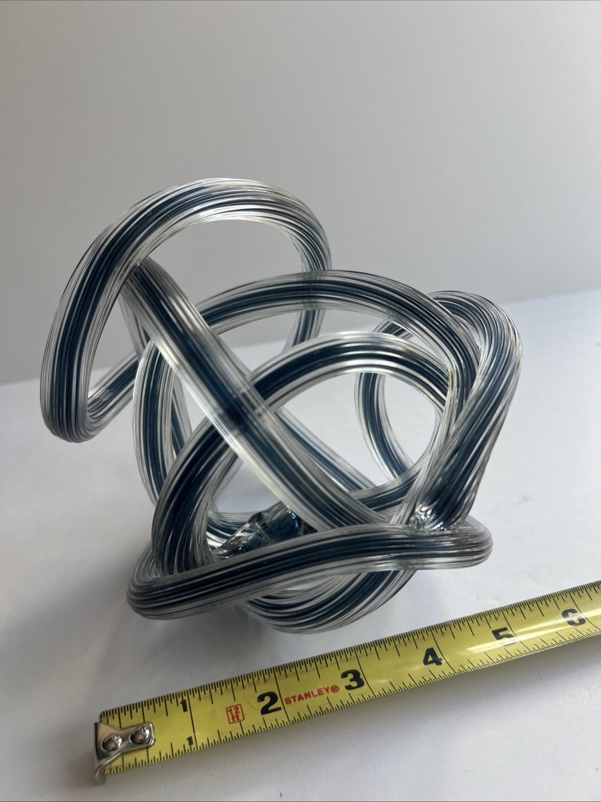 Glass Art Clear Blue Textured Infinite Swirl 5.5 Inches See Pictures!