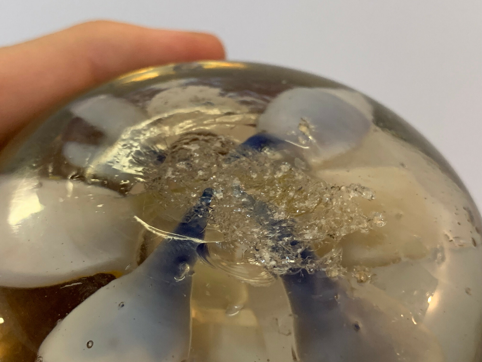 Vintage Unknown Age San Francisco California Glass Paperweight w/ Flowers Dec.
