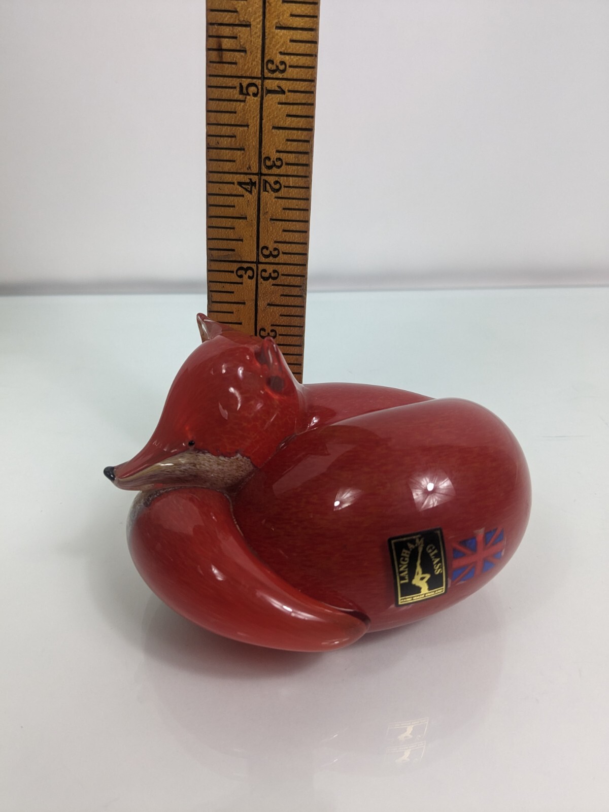 Beautiful Langham England Fox Paperweight HandBlown Art Glass Signed Paul Miller