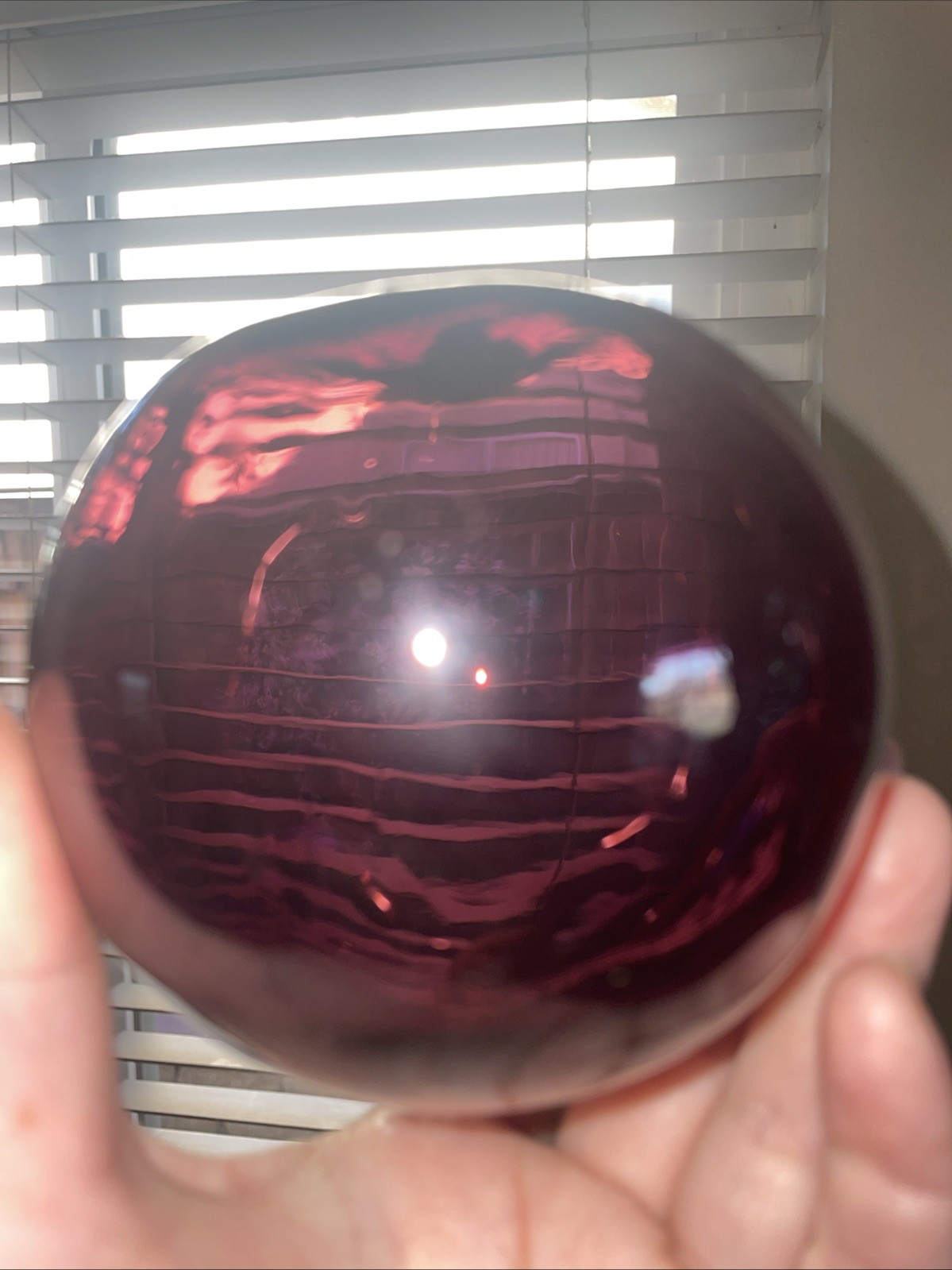 Vintage Artisan Glass Hand Blown Purple Glass Sphere/Orb Fishing 3 3/4” Diameter