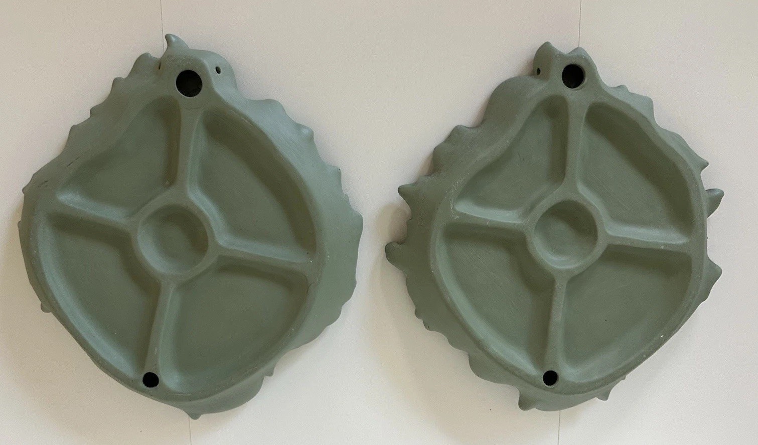 Set of 2 Green Jasperware Wall Plaque Neoclassical Wedgwood Style Relief Figures