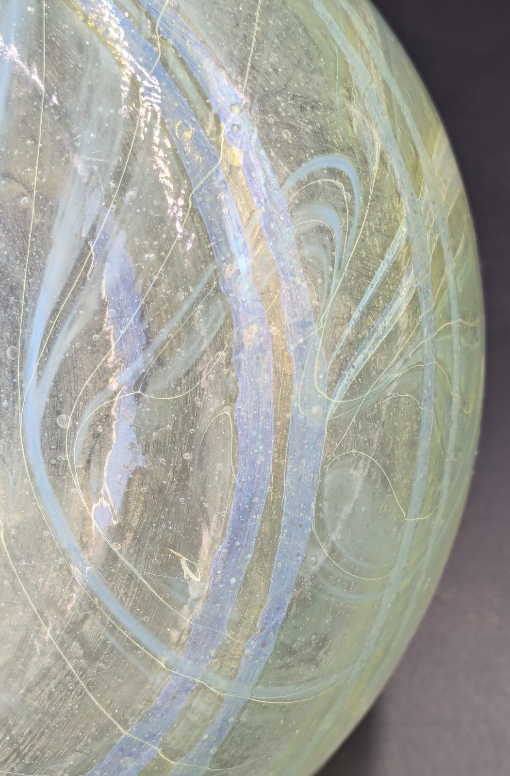 Vintage (1974) John Barber Art Glass Iridescent Swirl Signed Vase
