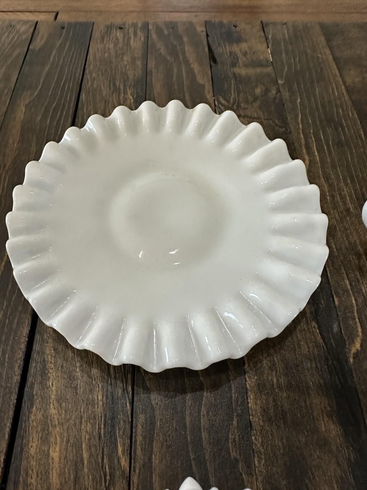 Fenton Hobnail Milk 6 Pc Glass Set – Creamer, Sugar Bowl, Jam Jar W/Underplate